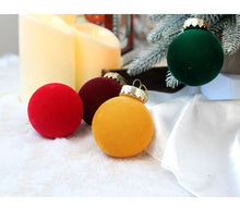Load image into Gallery viewer, 12-Piece Velvet Christmas Ornament Set - Classic Wine Red, Red, and Yellow Baubles for Holiday Tree Decoration (6cm)