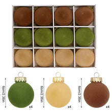 Load image into Gallery viewer, 12-Piece Velvet Christmas Ornament Set - Classic Coffee, Green, and Brown Baubles for Holiday Tree Decoration (6cm)