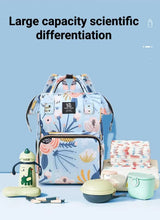 Load image into Gallery viewer, Large Capacity Multi-Functional Baby Diaper Backpack - Stylish and Travel-Friendly Mummy Bag  Crown Blue