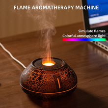 Load image into Gallery viewer, Flame Mountain Aroma Diffuser - 7-Color LED Light, 130ml Capacity, Ultrasonic Mist Maker for Home or Office, Cracked Black