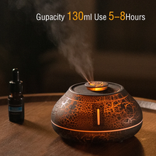 Load image into Gallery viewer, Flame Mountain Aroma Diffuser - 7-Color LED Light, 130ml Capacity, Ultrasonic Mist Maker for Home or Office, White