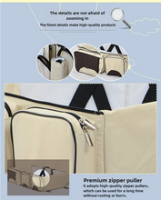 Load image into Gallery viewer, Grey-Blue Patchwork Multifunctional Foldable Baby Crib Mommy Bag | Large Capacity Diaper Bag | Portable Shoulder and Handheld Baby Essentials Bag