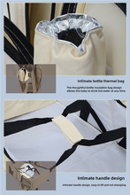 Load image into Gallery viewer, Beige-Brown Patchwork Multifunctional Foldable Baby Crib Mommy Bag | Large Capacity Diaper Bag | Portable Shoulder and Handheld Baby Essentials Bag