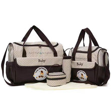 Load image into Gallery viewer, Coffee 5-Piece Mommy Bag Set - Large Capacity Diaper Bags for Baby Travel, Tote and Shoulder Bags with Insulated Bottle Holder and Snack Bag
