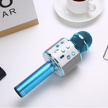 Load image into Gallery viewer, Blue Bluetooth 5.0 Karaoke Microphone for Family Entertainment