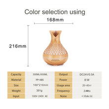 Load image into Gallery viewer, Light Woodgrain 500ml Wood-Grain Essential Oil Aroma Diffuser with Lattice Design and Humidifier