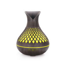 Load image into Gallery viewer, Dark Woodgrain 500ml Wood-Grain Essential Oil Aroma Diffuser with Lattice Design and Humidifier
