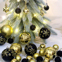 Load image into Gallery viewer, Grey and champagne gold 44-Piece Assorted Christmas Baubles Set with Elegant Designs in Wooden Gift Box - 3-6cm Decorative Ornaments for Tree, Home &amp; Holiday Display
