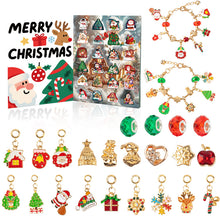 Load image into Gallery viewer, 24 Day DIY Christmas Advent Calendar/Jewellery Kit - Charm Bracelet Sets with Holiday-Themed Charms for Kids
