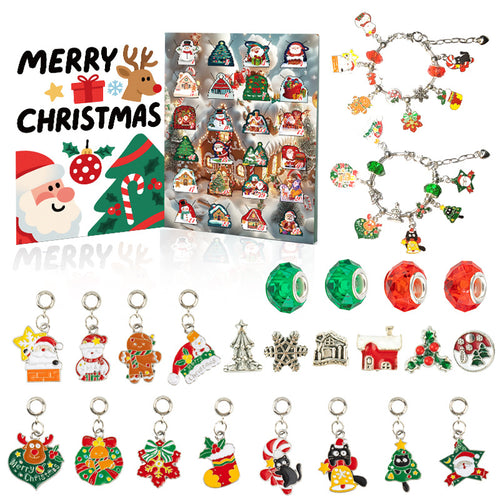 24-Day DIY Christmas Advent Calendar/Jewellery Kit - with cute charms for kids