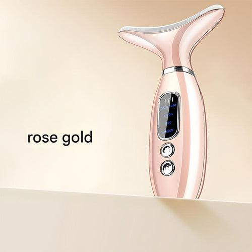 Multi-Functional Neck & Face Beauty Massager - Constant Heat, Ion Infusion & Sonic Vibration(gold)