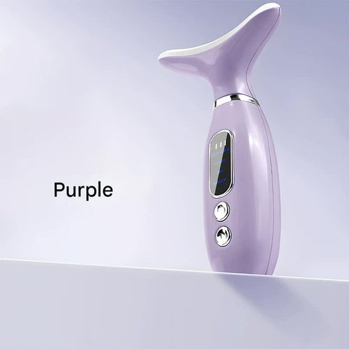 Multi-Functional Neck & Face Beauty Massager - Constant Heat, Ion Infusion & Sonic Vibration(purple)
