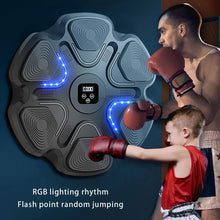 Load image into Gallery viewer, White 6-Target Sensor Smart Bluetooth Music Boxing Kit with Parent-Child Gloves - Electronic Wall Punch Pad, Drill-Free &amp; Detachable, Screen Counter, USB Rechargeable