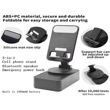 Load image into Gallery viewer, Black 2-in-1 Foldable Phone Stand with Bluetooth Speaker &amp; RGB Lights