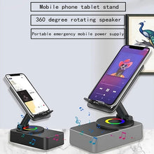 Load image into Gallery viewer, Black 2-in-1 Foldable Phone Stand with Bluetooth Speaker &amp; RGB Lights