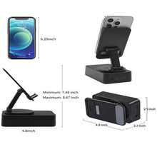 Load image into Gallery viewer, Black 2-in-1 Foldable Phone Stand with Bluetooth Speaker &amp; RGB Lights