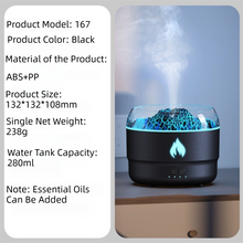 Load image into Gallery viewer, 167 Black Simulation Volcano Diffuser &amp; Humidifier - Smart Timer Ultrasonic Mister with Volcano Lava Crack Shell and Colorful Light