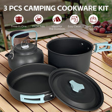 Load image into Gallery viewer, 3Pcs Camping Cooking Set – Lightweight Anodised Aluminium Outdoor Cookware Kit with Heat-Resistant Handles