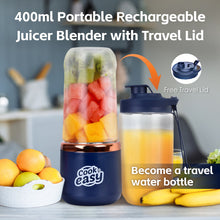 Load image into Gallery viewer, 400ml USB-C Rechargeable Portable Juicer with Travel Lid – Personal Blender for Smoothies &amp; Shakes