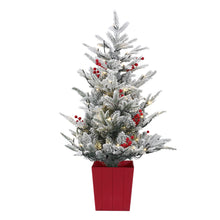 Load image into Gallery viewer, Jingle Jollys Christmas Tree 1M LED Potted Xmas Party Decor Red Barries Flocked
