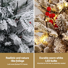 Load image into Gallery viewer, Jingle Jollys Christmas Tree 1M LED Potted Xmas Party Decor Red Barries Flocked