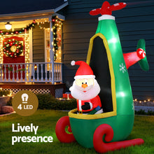 Load image into Gallery viewer, Jingle Jollys Christmas Inflatable Santa in Helicopter 2.55M Height LED Illuminated Decorations