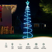 Load image into Gallery viewer, Jingle Jollys Christmas Tree 1.8m 100 RGB LED Rope Lights Xmas Trees Decoration
