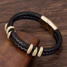 Load image into Gallery viewer, Mens Stainless Steel Vintage Blue Leather - Gold Dragon Claw Punk Jewellery