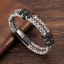 Load image into Gallery viewer, Mens Stainless Steel Vintage Blue Leather - Gold Dragon Claw Punk Jewellery