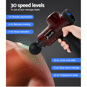 Everfit Massage Gun 6 Heads Electric LCD Vibration Massager - Red