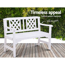 Cargar imagen en el visor de la galería, Gardeon Wooden Garden Bench - 2 Seater Outdoor Lounge Chair - White