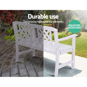 Gardeon Wooden Garden Bench - 2 Seater Outdoor Lounge Chair - White