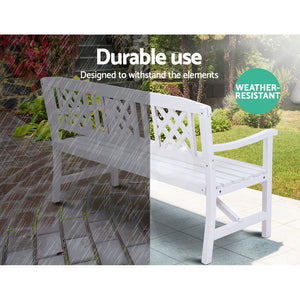 Gardeon Wooden Garden Bench - 3 Seat Patio Furniture - White