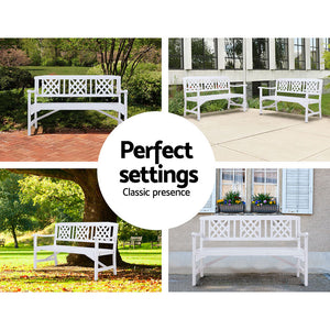 Gardeon Wooden Garden Bench - 3 Seat Patio Furniture - White