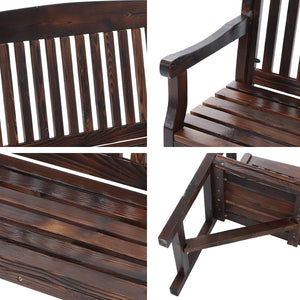 Wooden Garden Bench Outdoor Furniture - 3 Seater - Chocolate