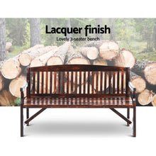 Cargar imagen en el visor de la galería, Wooden Garden Bench Outdoor Furniture - 3 Seater - Chocolate