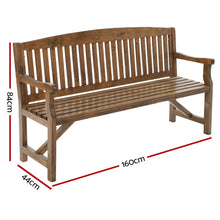 Charger l&#39;image dans la galerie, Wooden Garden Bench - Natural - Outdoor Furniture 3 Seater
