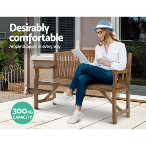 Wooden Garden Bench - Natural - Outdoor Furniture 3 Seater