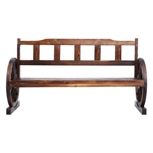 Garden Bench Wooden Wagon 3 Seat Outdoor Furniture - Charcoal