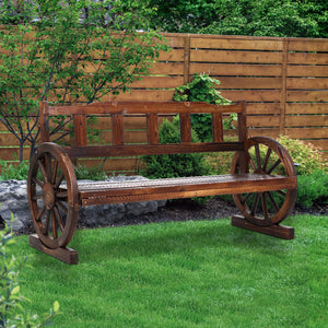Garden Bench Wooden Wagon 3 Seat Outdoor Furniture - Charcoal