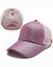 Load image into Gallery viewer, Ladies Glitter Ponytail Snapback Baseball Cap