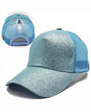 Load image into Gallery viewer, Ladies Glitter Ponytail Snapback Baseball Cap
