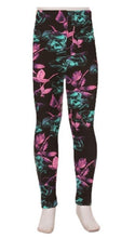 Load image into Gallery viewer, Kids Teal and Pink Floral Leggings