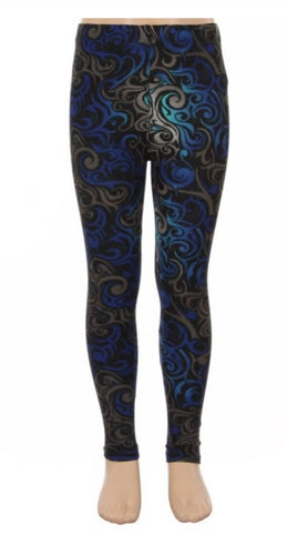 Kids Blue/Grey Swirls Leggings