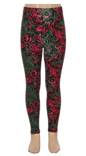 Kids Fuchsia/Grey Swirls Leggings