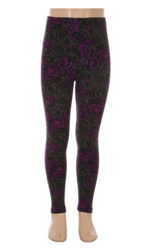 Kids Purple/Grey Swirls Leggings