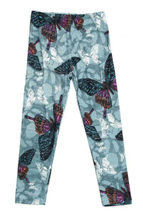 Kids Teal and Burgundy Butterfly Leggings