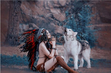 Load image into Gallery viewer, 2 Gorgeous Native Indian/Wolf Blankets