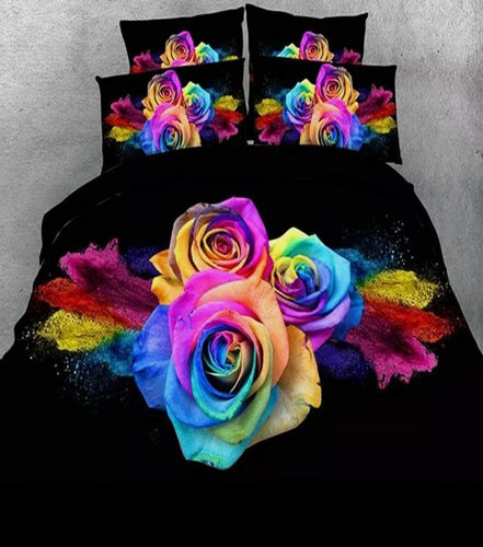 DB RAINBOW ROSES QUILT COVER SET