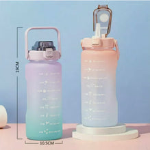 Cargar imagen en el visor de la galería, 2L Water Bottle Motivational Drink Flask With Time Markings BPA Free For Sports Or Gym